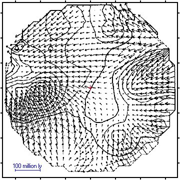 Um Mapa mostrando a Velocidade do Grande Atrator
