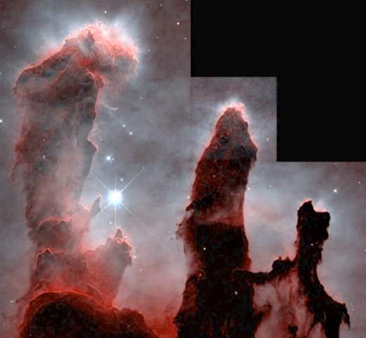 Reconstru��o da imagem da Nebulosa �guia pelo HST