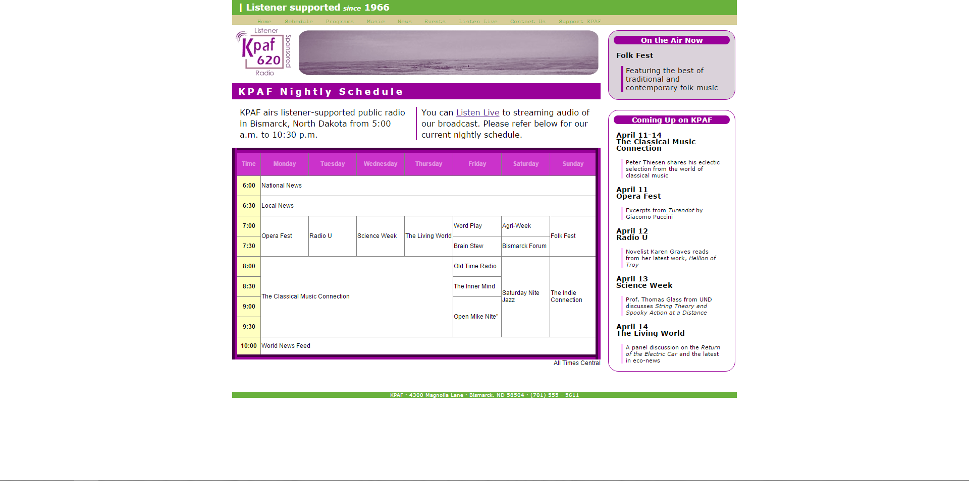 KPAF Schedule