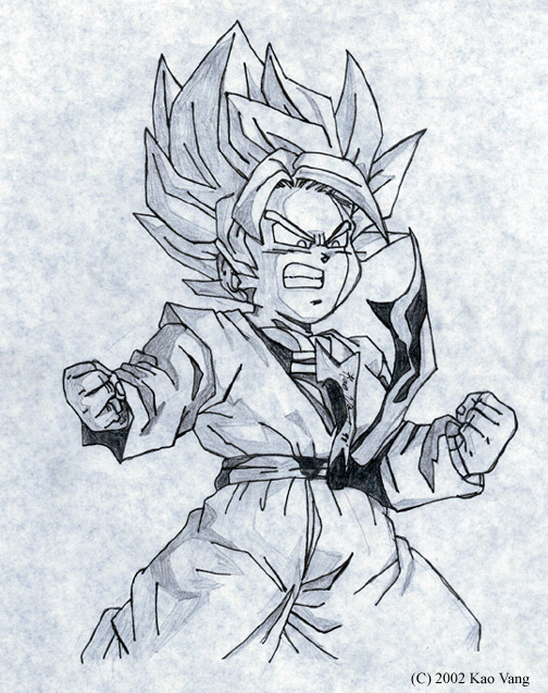 A pencil drawing of Sayijin Goten