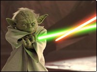 Yoda practices Form IV (Attack of the Clones)
