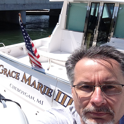 Yacht transom selfie
