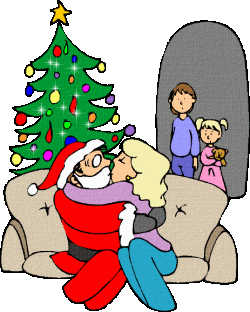 Mommy Kissing Santa!