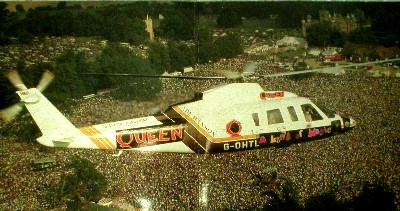 Queen flying in to the concert
