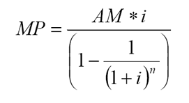 MP=AM*i/(1-(1/(1+i)^n))