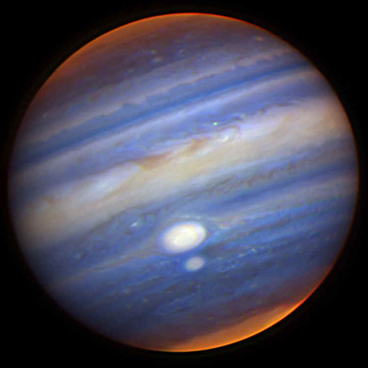 False-colour infrared image of Jupiter.  Gemini Observatory.