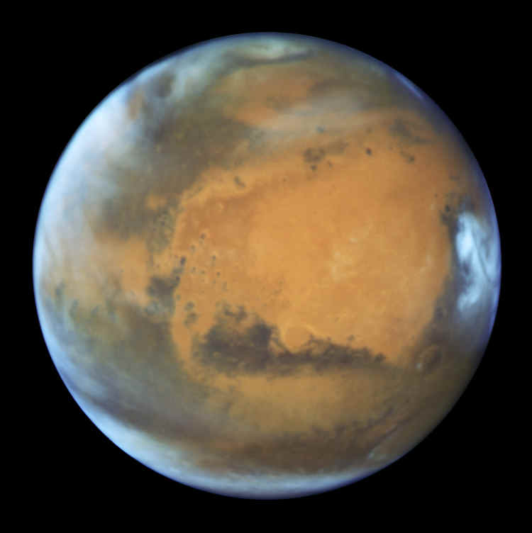 Real photo of Mars from NASA's Hubble Space Telescope.