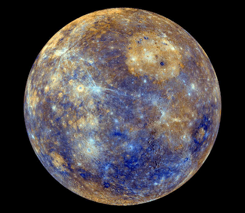 False colour view of Mercury.  Photo by NASA.