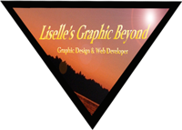 Image of a lake in a triangle with Liselle's graphic beyond as my corporate identity logo.