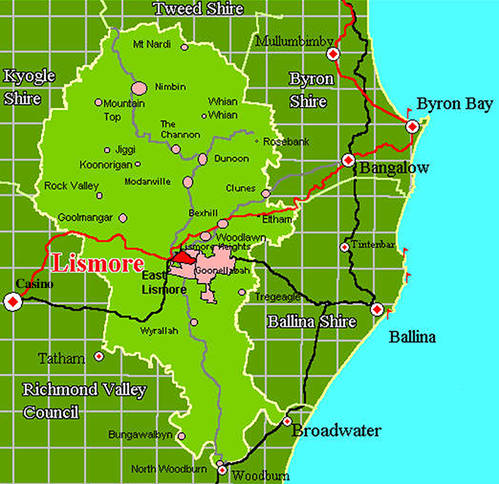 map of Lismore and surrounds