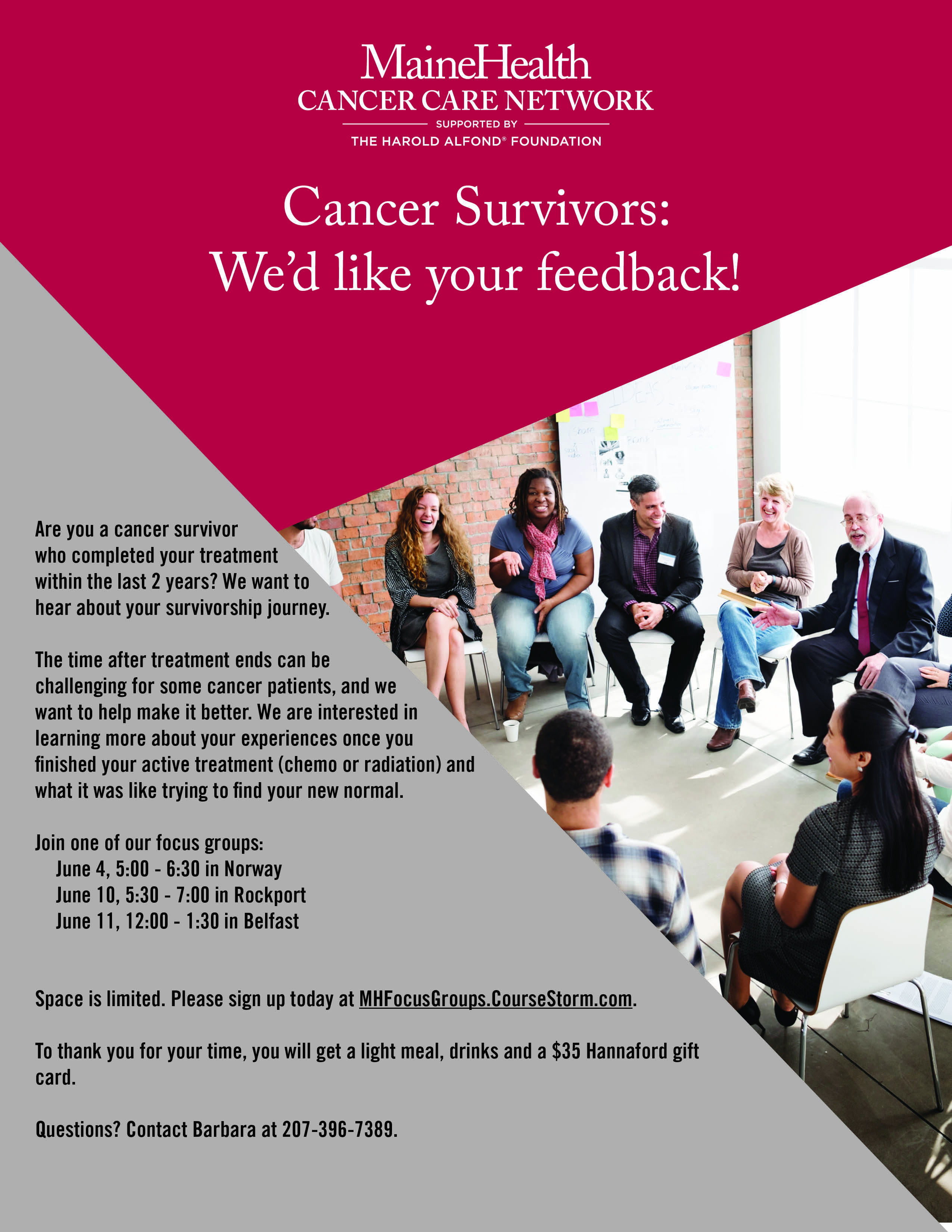 2019 Cancer Care Network focus group flyer
