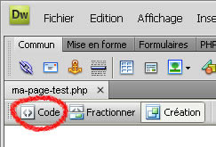 Dreamweaver mode Code