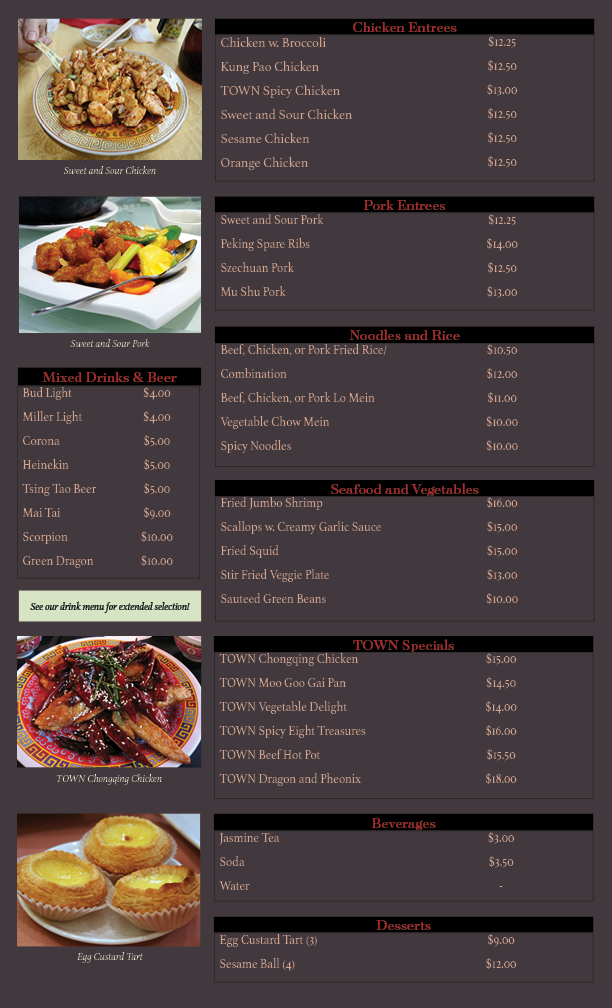 TOWN menu page two