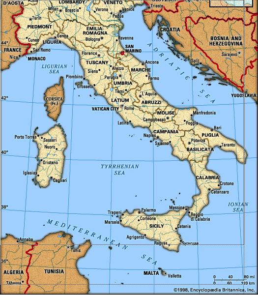 Italy Latitude and Longitude Map