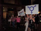 with John,Tricia and a friend marching along Oxford Street