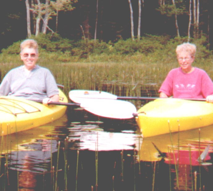 Judy and friend, Joyce, on a kayak ride