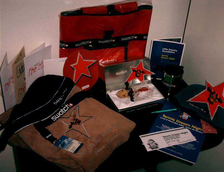 Goodies we received at the x-mas Event Geneva 2003
