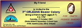 "Bring-A-Friend" night invitation for Beavers