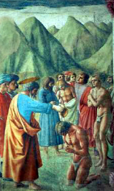mural of baptism from italian master circa 1200 AD