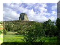 Devils Tower across the meadows