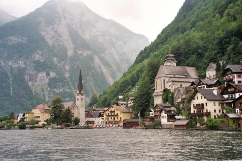 Approaching Halstatt on the ferry from the train station