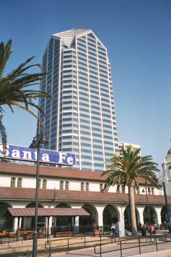 America Plaza and the Santa Fe Train Depot