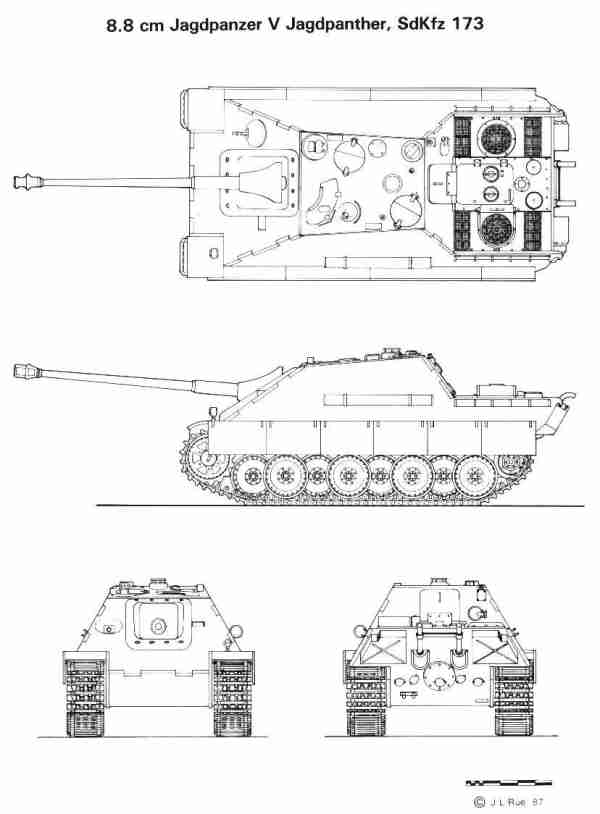 Line Drawing of Jagdpanzer V Jagdpanther