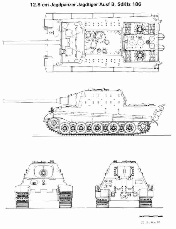 Line Drawing of Jagdpanzer Jagdtiger