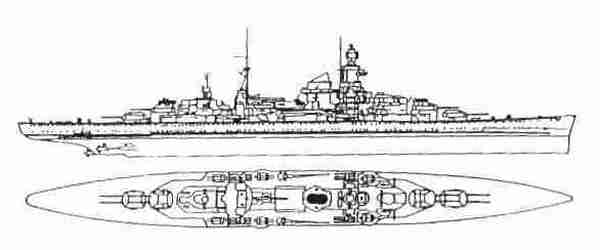 Line Drawing of Admiral Hipper