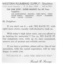Western Plumbing Supply Ad