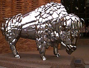 A Buffalo made out of chrome