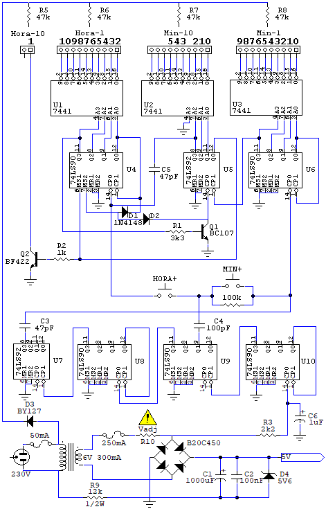 Nixie clock circuit