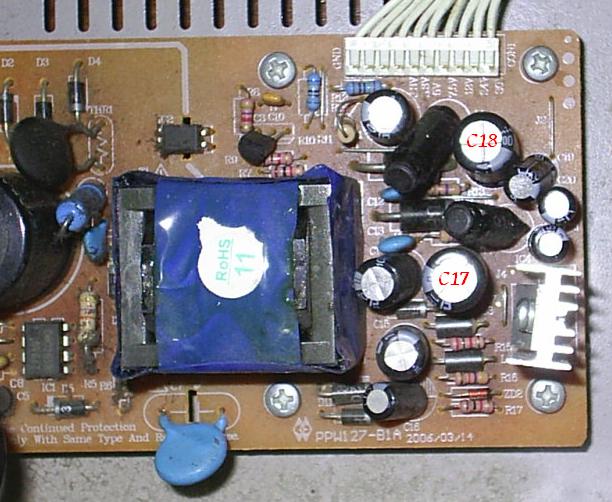 Power supply capacitors C18 and C17