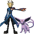 The protagonist posing with his Espeon (his other Pokmon is Umbreon)
Background Cleanup Editing by Sapphire