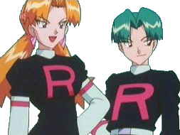Butch and Cassidy, two notorious Team Rocket members.
Background cleanup edits: Sapphire.