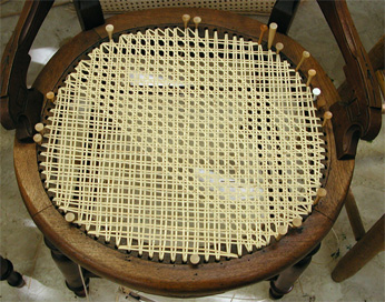 Hand Caning a Chair Seat