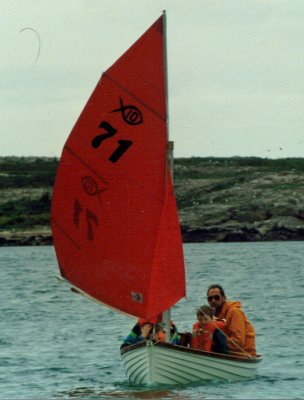 Sailing "Swallow" at Langebaan with Roger and Tim, 1989