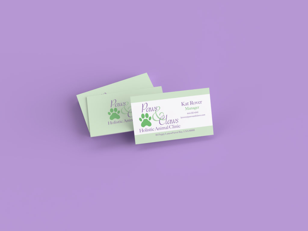 Paws and Claws Holistic Animal Clinic Business Card