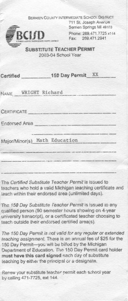 Substitute Teaching Certificate