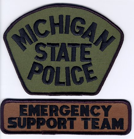 * Michigan State Police SUBDUED GREEN WITH EMERGENCY SUPPORT TEAM "TAB"