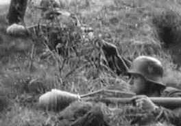 Soldiers with Panzerfaust weapons in a defense position