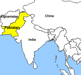 Pakistan on the map