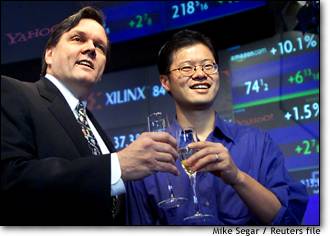 Image: Yahoo Chief Yang And Nasdaq Vice President Wilson Toast Yahoo Finance