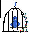 blue bird in hanging cage picture
