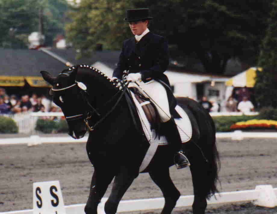 Pair performing dressage