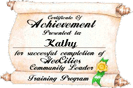 Certificate of Achievment from GeoCities heartland Community Leader Training Program