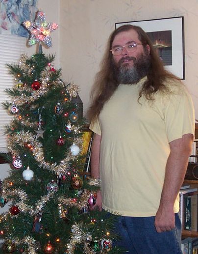 Songdog and his Christmas tree, 
December 2003