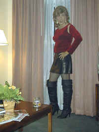 Leather miniskirt...