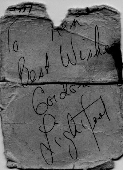 Gord's autograph