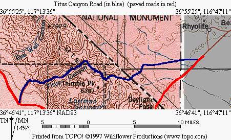Overview of the Titus Canyon Road